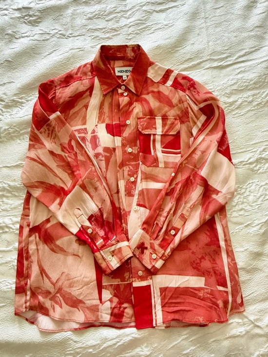 Kenzo Other - Kenzo Red and Cream Abstract Print Button-Down Shirt